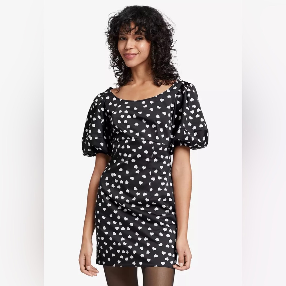 NWT &Other Stories Heart Printed Puff-Sleeve Dress